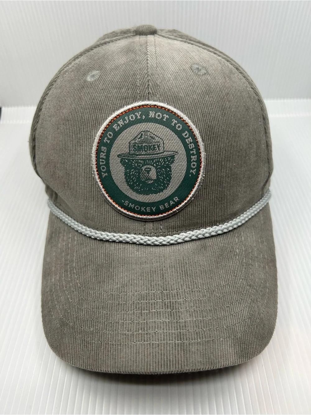 NWT Smokey Bear Patch Corduroy “Yours To Enjoy” National Parks Rope Hat